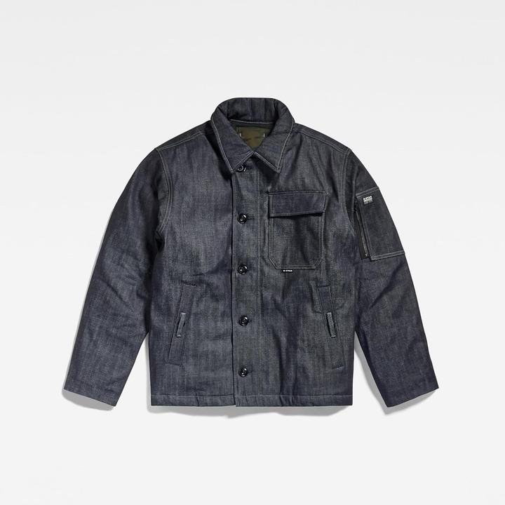 G-Star Giaccone denim imbottito con collo piatto, tasche e chiusura a bottoni nascosta (S)