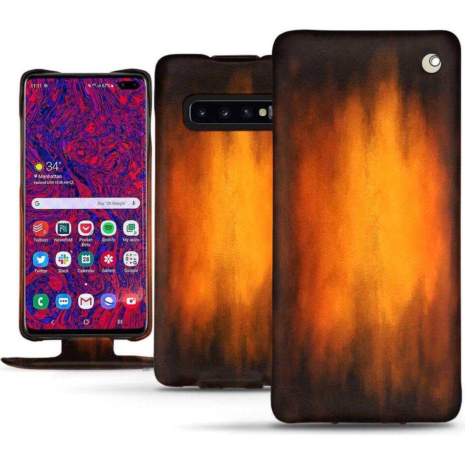 Noreve Lederschutzhülle vertikal (Samsung Galaxy S10+), Smartphone Hülle, Violett