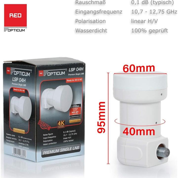Actual product image Lasmex Konwerter Satelitarny SINGLE Opticum LSP-04H (0064) (Single LNB, 40mm)