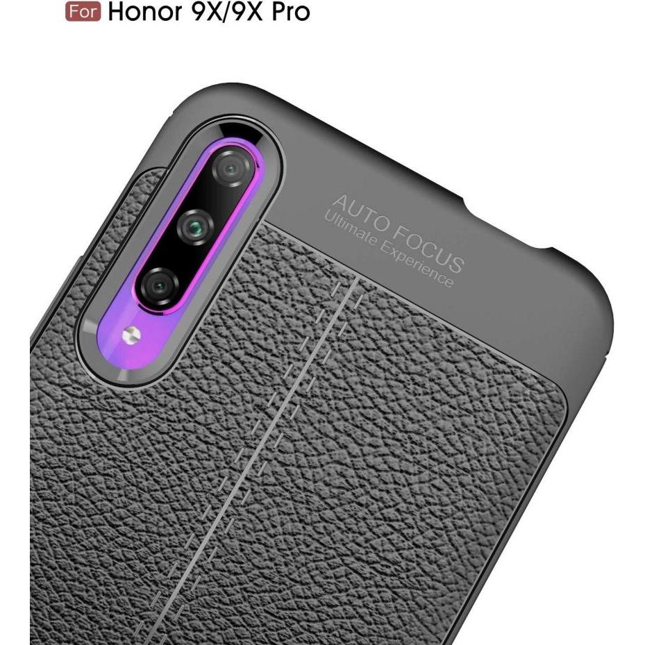 Thumbnail - Screenguard Honor 9X Hülle Leather Design TPU Cover (Honor 9X), Smartphone Hülle, Schwarz