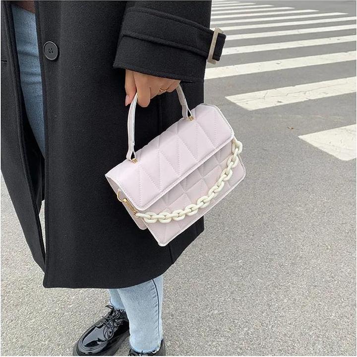 Produktbild Only-Bags.Store Solid Plaid Crossbody Bags, Kette Dekor Mode Umhängetasche Handtasche für den täglichen Gebrauch