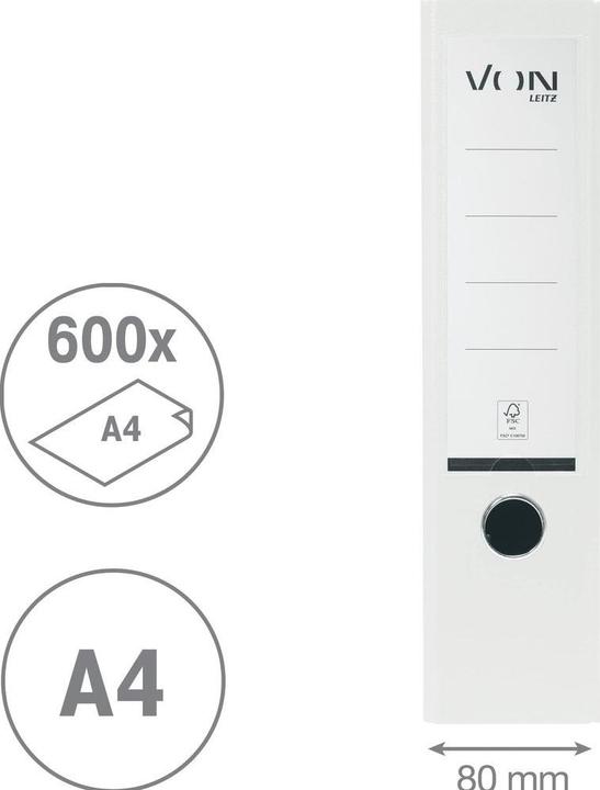 Image du produit von Classeur avec PP/papier, 8 cm, Blanc (A4, 80 mm, 1 pcs)