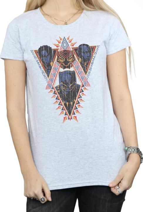 Actual product image Womens/Ladies Black Panther Tribal Heads Cotton T-Shirt (XL)