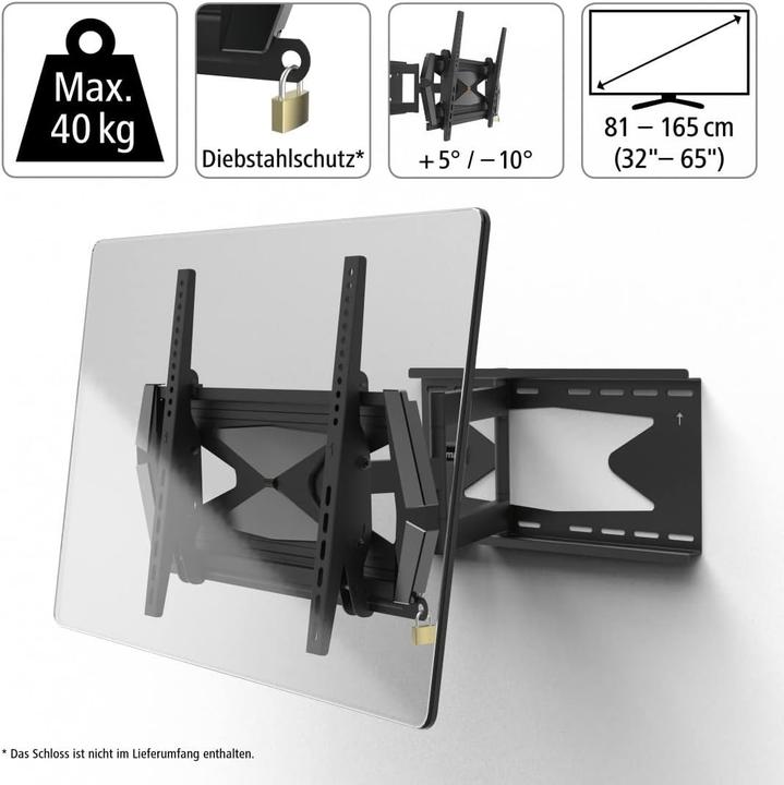 Image du produit Hama Support TV mural FULLMOTION118072Professional 32-65 pouces 3 articulations (Mur, 40 kg, 32" - 65")