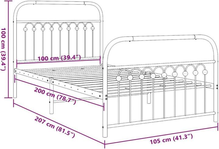 Image du produit vidaXL Bettgestell (100 x 200 cm)