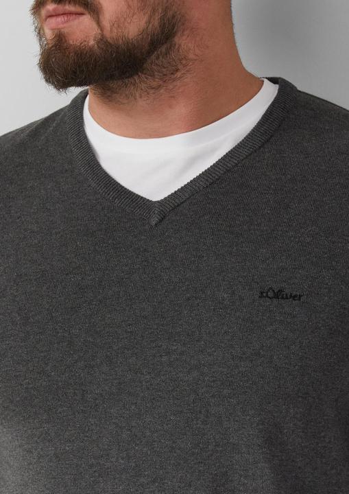 Produktbild s.Oliver Strickpullover Strickpullover mit Logo-Stickerei (XXL)