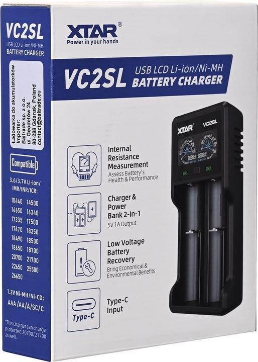 Actual product image Xtar VC2SL Batterieladegerät für Batterien Li-Ion / Ni-MH / Ni-CD 18650 (1 pcs., A, AA, AAA, AAAA, C, D, Chargers without battery)