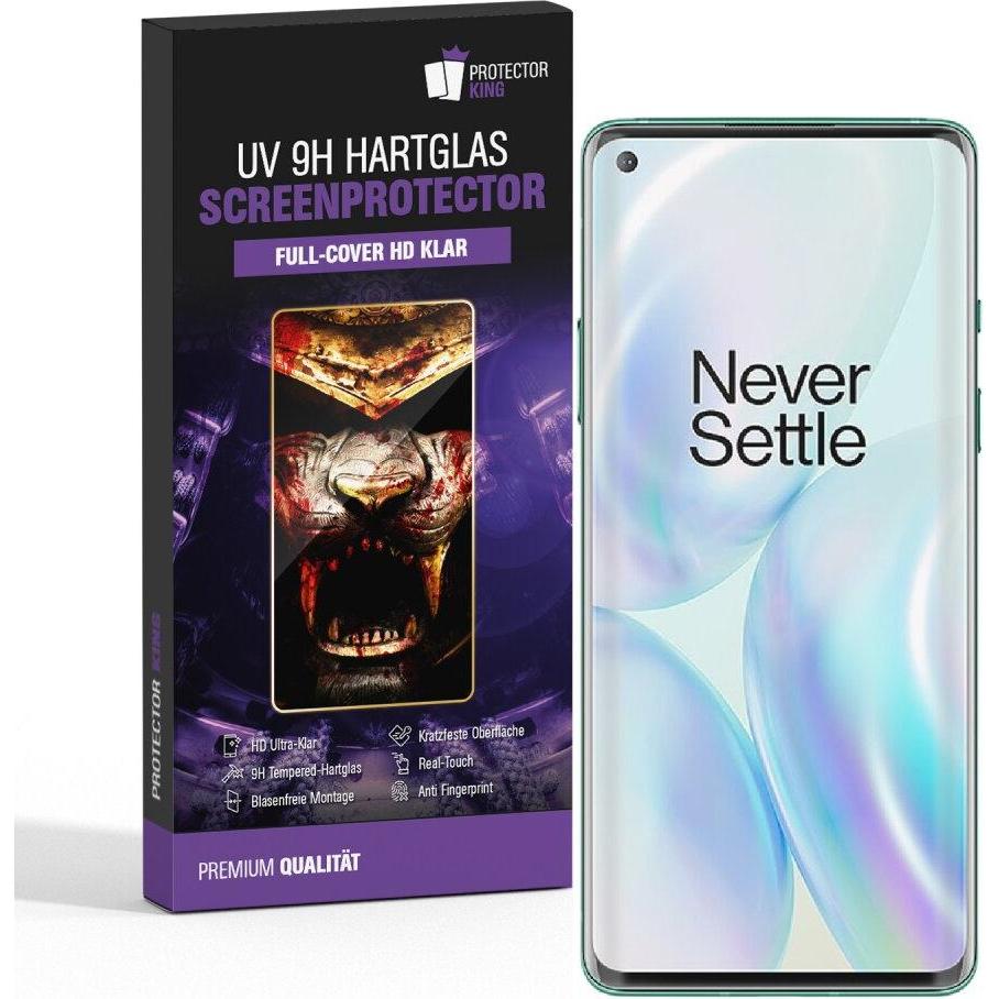 Protectorking 2x UV Liquid Echtes Tempered 9H Panzerhartglas 3D KLAR (2 Stück, Oneplus 8), Smartphone Schutzfolie
