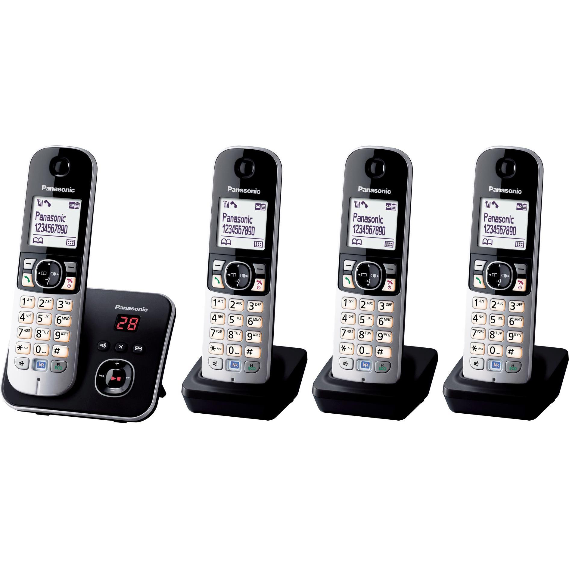 Panasonic KX-TG6824GB / DE, Telefon, Schwarz, Silber