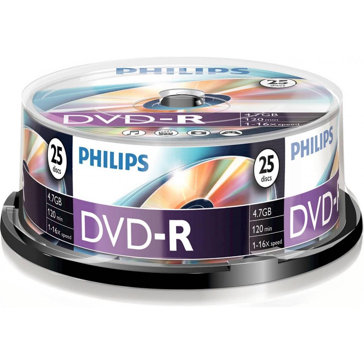 Philips 1x25 DVD-R 4,7GB 16x SP (25 x), Optischer Datenträger