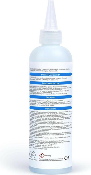 Actual product image Ecovacs WINBOT Cleaning Solution 230 ml