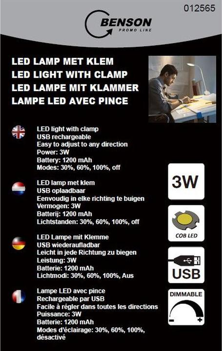 Produktbild Benson Electric LED Klemmleuchte