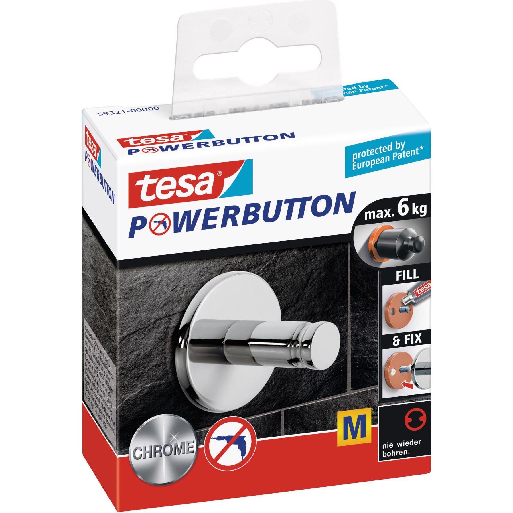 Thumbnail - tesa, Klebehaken + Klebenagel, Powerbutton Haken Universal