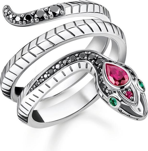 Produktbild Thomas Sabo Ring Schlange schwarze Steine (48, 925 Silber)