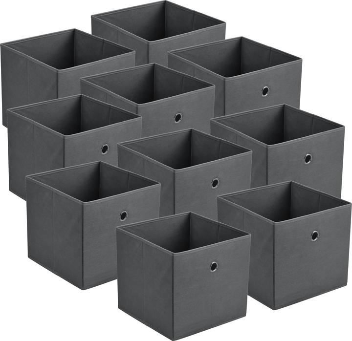 Produktbild En.Casa Faltbox 10er-Set 30x30x28 cm Vliesstoff Dunkelgrau (30 cm, 25.20 l, 10x)