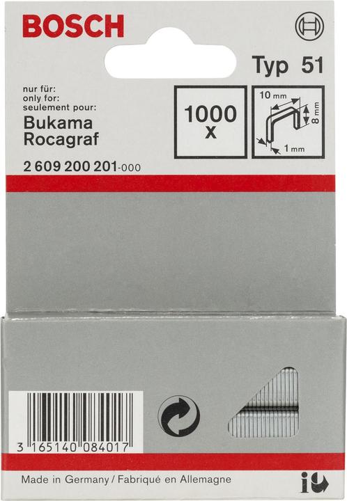 Produktbild Bosch Professional Zubehör Flachdrahtklammer Typ 51, 10 x 1 x 8 mm
