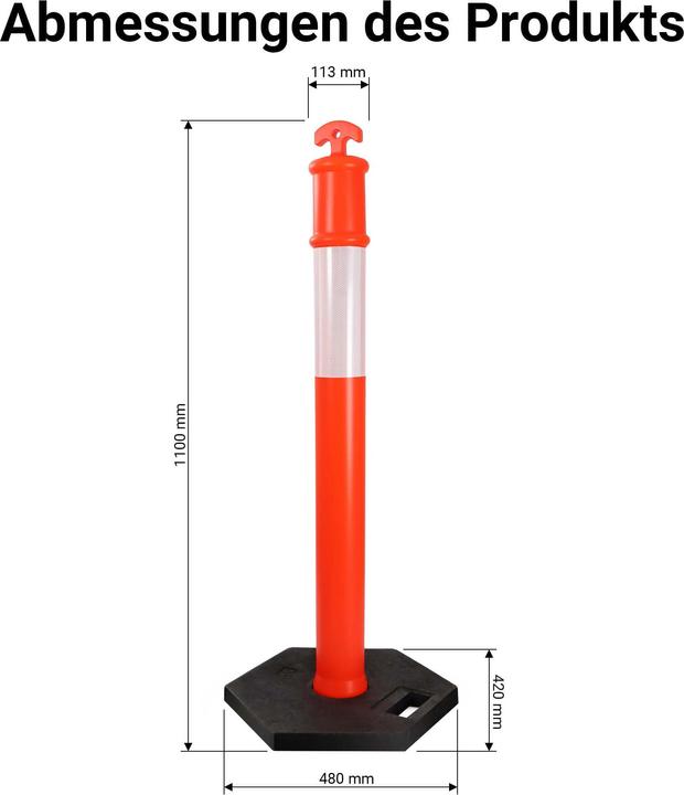 Actual product image Wiltec Polyethylene Parking Bollards 110x42x42cm, Ideal as Car Park Bollards