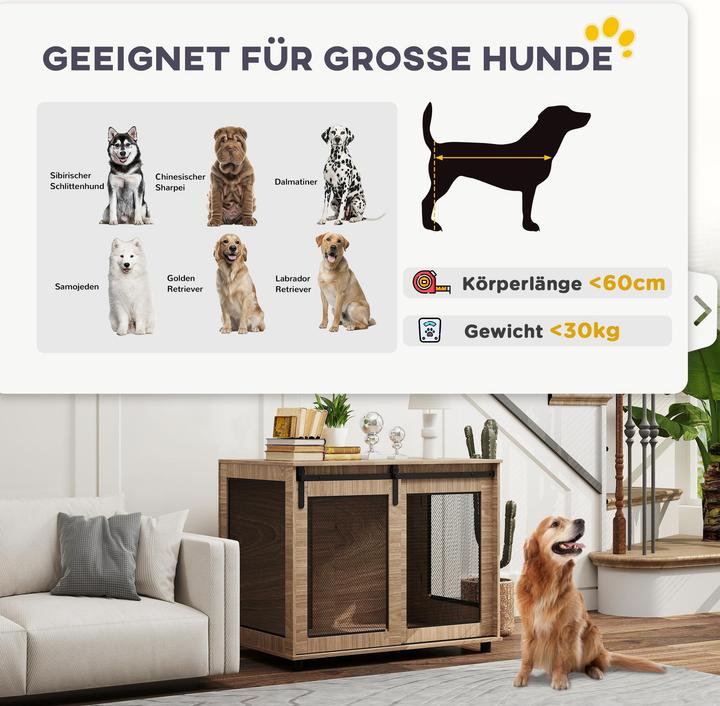 Image du produit PawHut Hundekäfig Spanplatte, Stahl Nussbaum