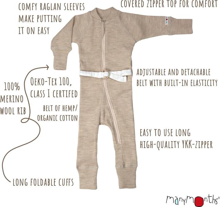 Produktbild ManyMonths Woll-Overall - Pea Purée (L, XS)