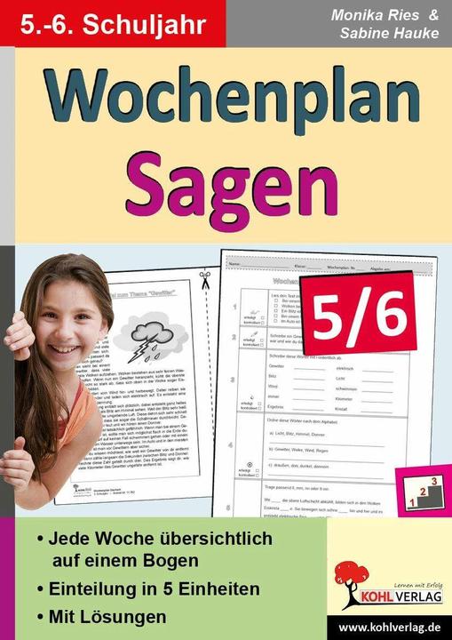 Produktbild Wochenplan Sagen 5/6 (Deutsch, Sabine Hauke, 2015)