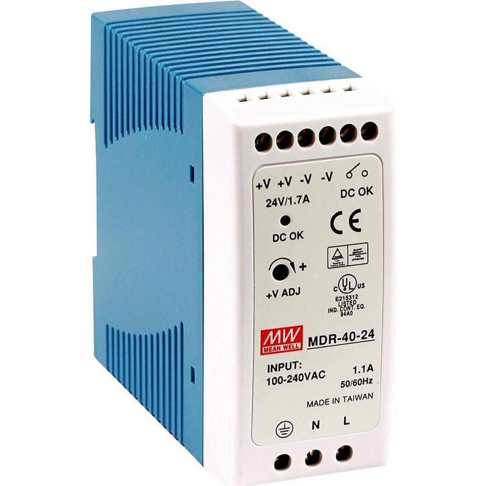 MeanWell, Alimentazione di sistema, MEAN WELL MDR-40-5, 90 - 264 V, 40 W, 5 V, 6 A, RoHS, 40 mm