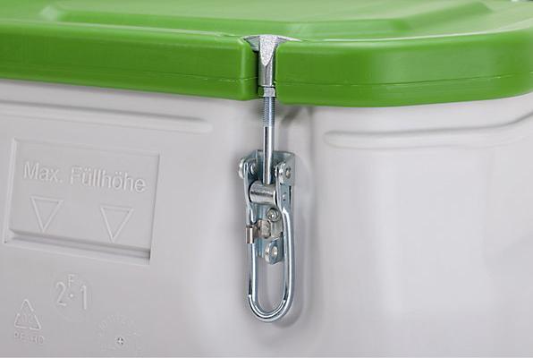 Actual product image Cemo Hazardous goods box mobile Box grey Lid green 250 litres