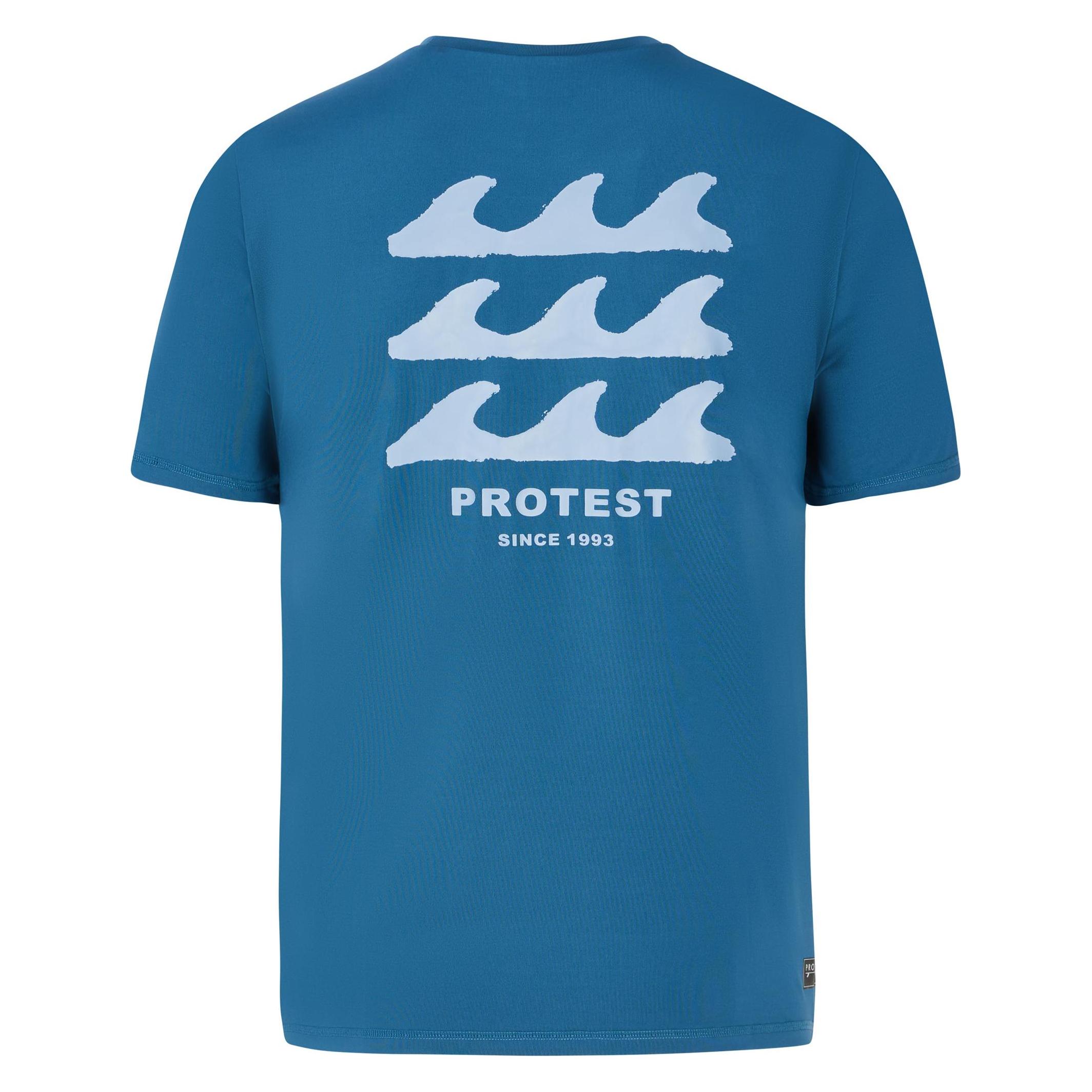 Protest, Herren, Badeshirts, Rash Guards PRTDeer Rashguard Short Sleeve, Blau, (S)