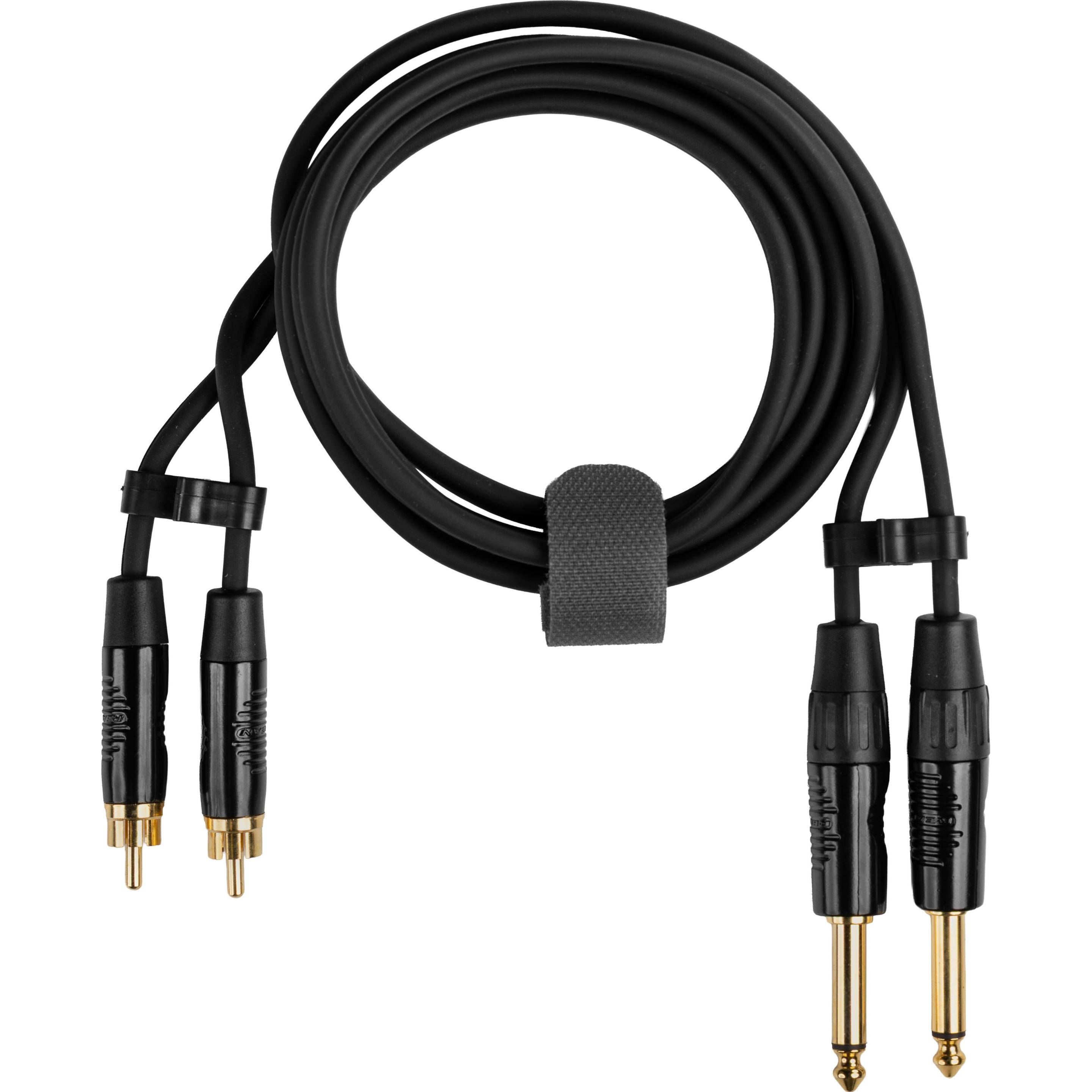 Fuj Tek 2 x 6.3 mm male to 2 x RCA male audio cable, 3 m, black (3 m), Cavo audio