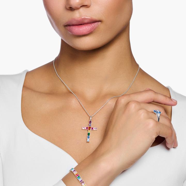 Immagine prodotto Thomas Sabo Ciondolo croce pietre colorate argento (Argento 925)