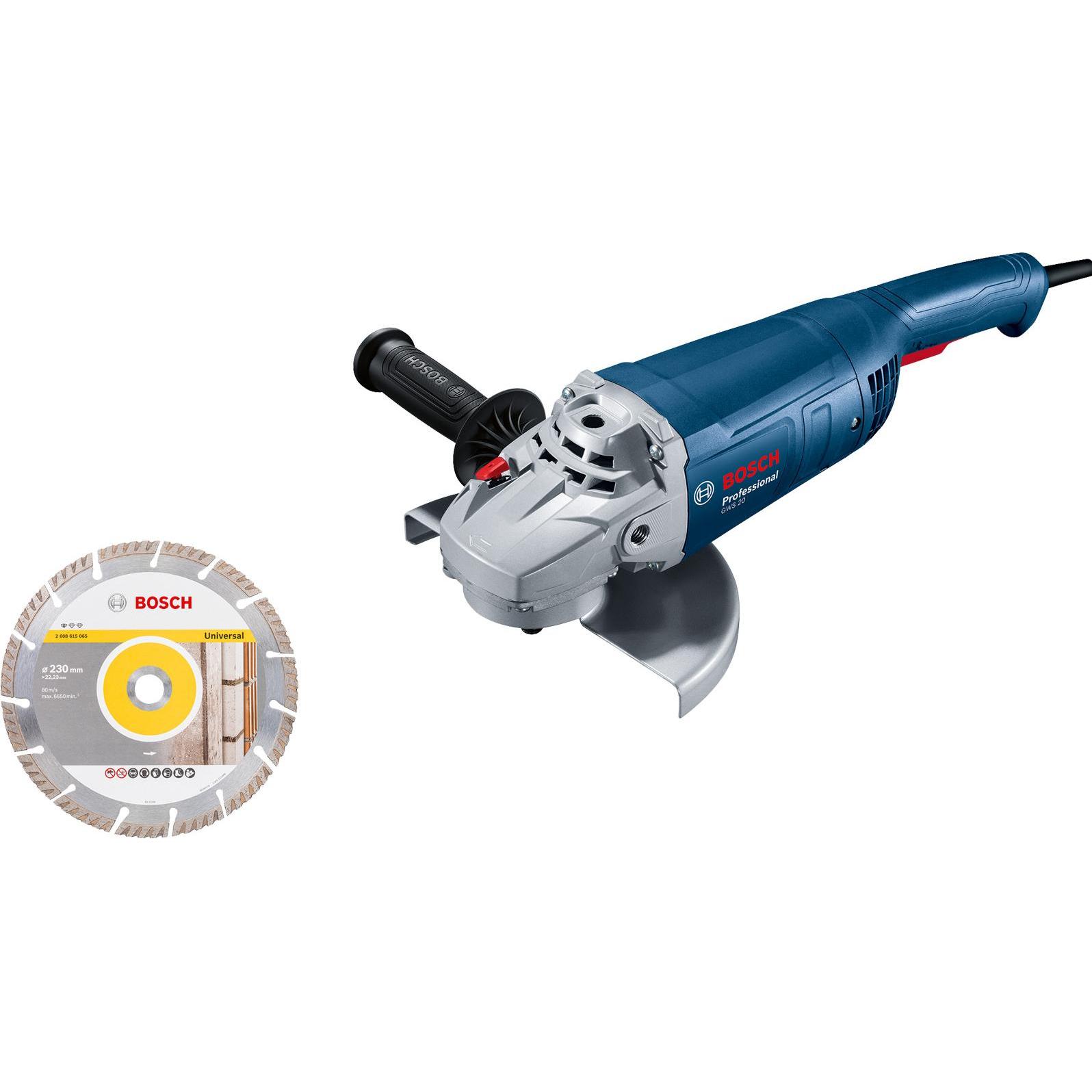 Bosch Professional, Winkelschleifer, Winkelschleifer GWS 20-230 P: 1x Diamanttrennscheibe, Standard for Universal (230 m...
