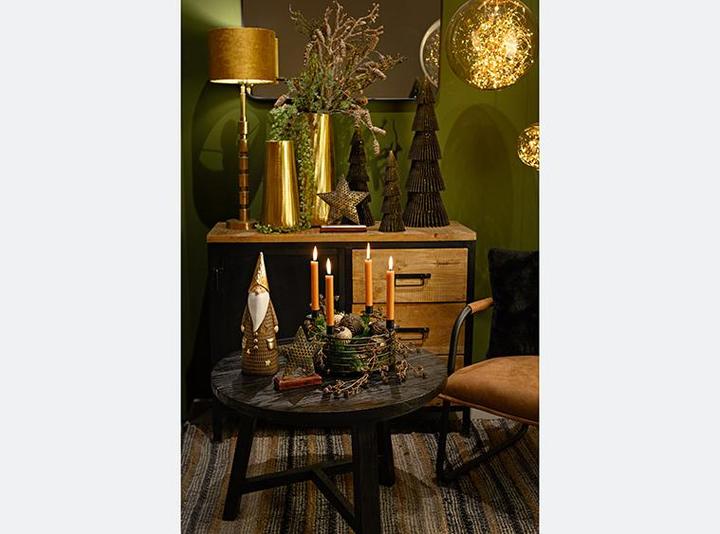 Produktbild G. Wurm Nikolaus mit LED aus Keramik braun, gold (B/H/T) 11x36x10cm