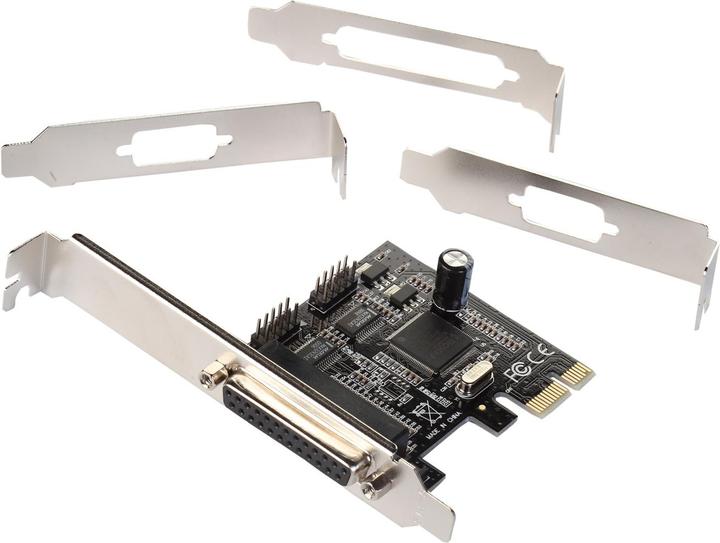 Actual product image i-tec PCI-E 2x serial 1x parallel adapter PCI-Express RS232 2x DB-9 parallel port 1x DB-25 via