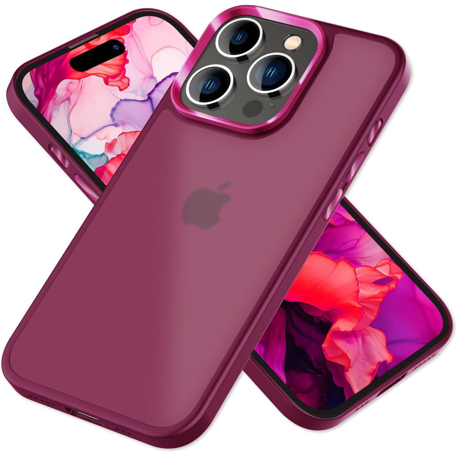 Nalia Hybrid Hülle Matt Transparent Frosted (Apple iPhone 15 Pro), Smartphone Hülle, Rot