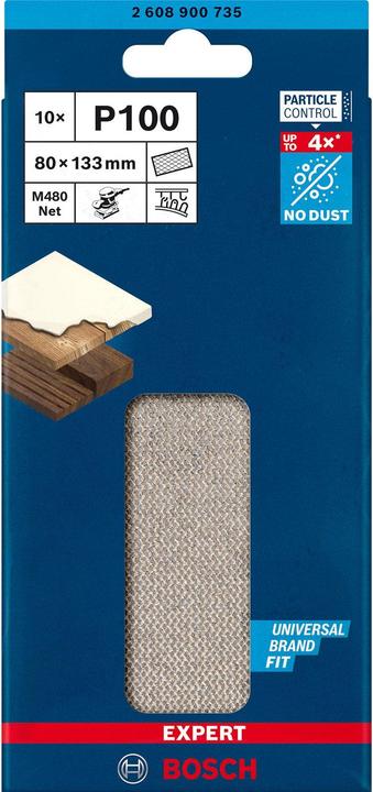 Image du produit Bosch Professional Zubehör Filet abrasif Expert M480 pour ponceuses vibrantes, 80 x133 mm, G 100, 10 pces. (100)