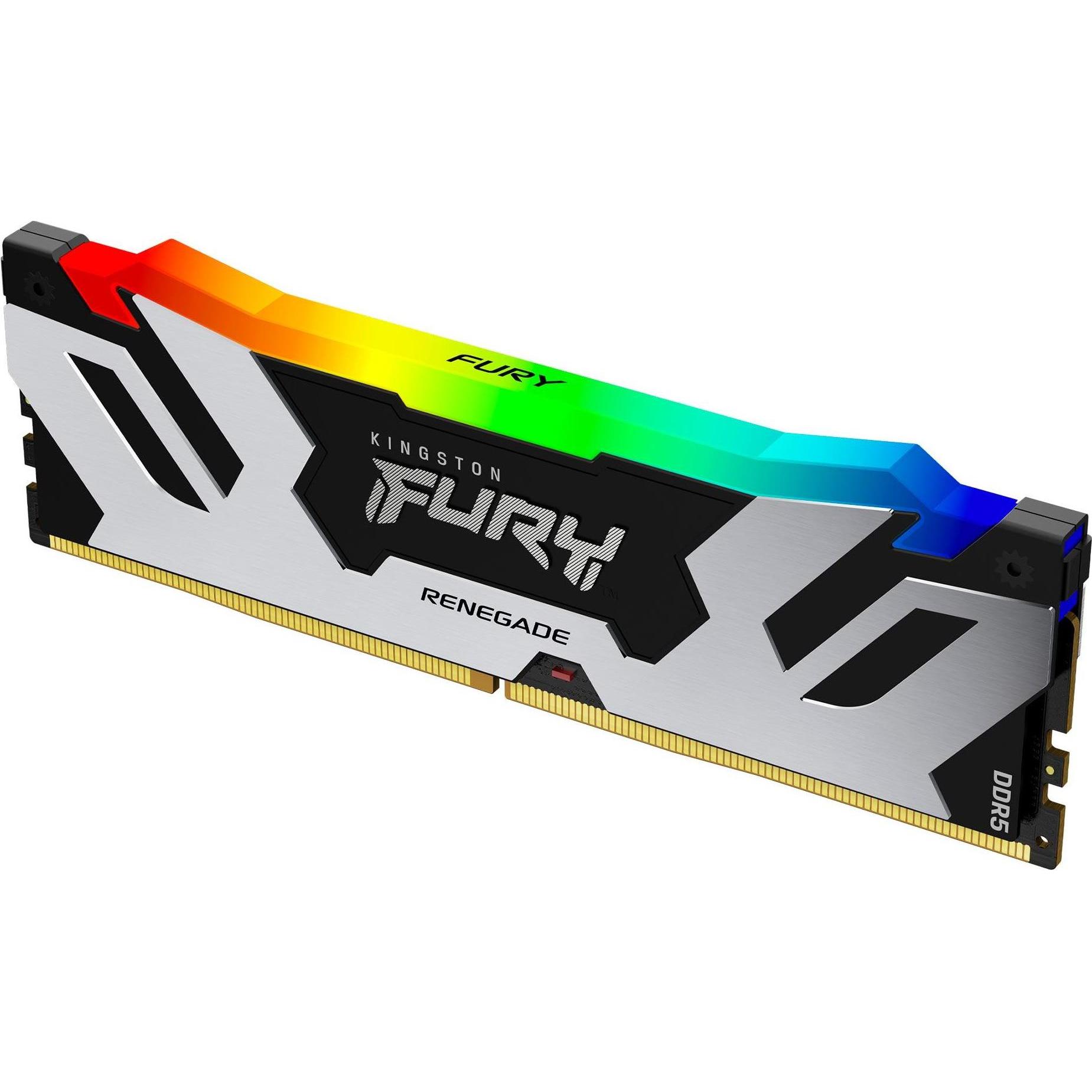 Thumbnail - Kingston FURY Renegade RGB (1 x 16GB, 6400 MHz, DDR5-RAM, DIMM), RAM, Silber, Schwarz