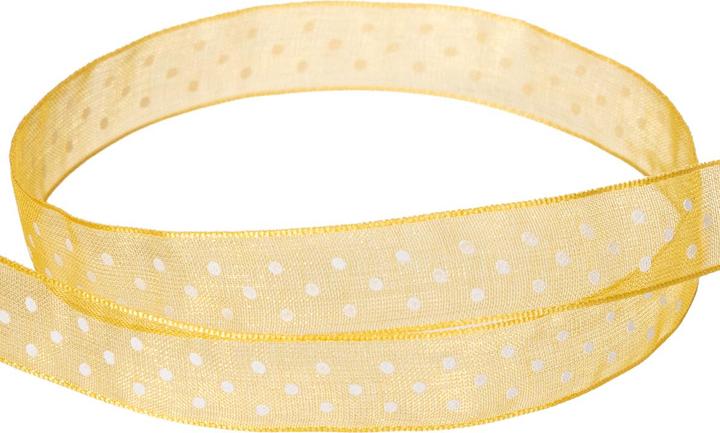 Produktbild Mabella Gelbes Satinband mit weissen Punkten (20x)