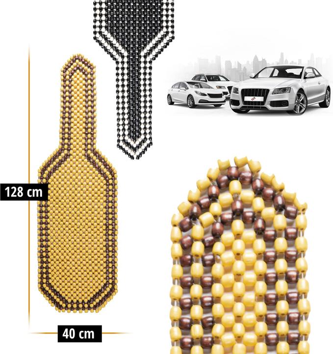 Produktbild CarComfort Sitzauflage aus Holzperlen, Sitzaufleger Holzkugel, Massage Autositzauflage
