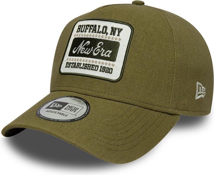 Produktbild New Era A-Frame Trucker Leinen Cap - Brand Patch Oliv (One Size)
