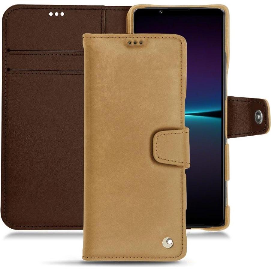 Noreve Lederschutzhülle Wallet (Sony Xperia 1 IV), Smartphone Hülle, Braun