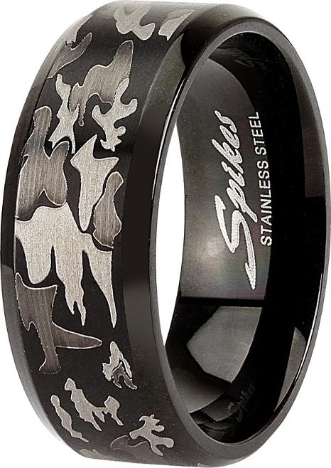 Actual product image Star Piercing Ring black camouflage (Surgical steel 316L, without brass)