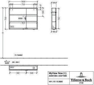 Produktbild Villeroy & Boch V&B Spiegelschrank MY VIEW NOW m Sensorschalter 1000x750x168mm 33,12 W (100 x 16.80 x 16.80 cm)
