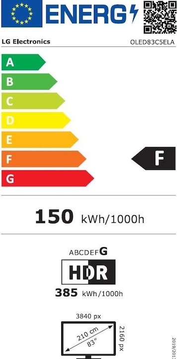 Energie-Label LG OLED83C57LA (83", C5, OLED, 4K, 2025)