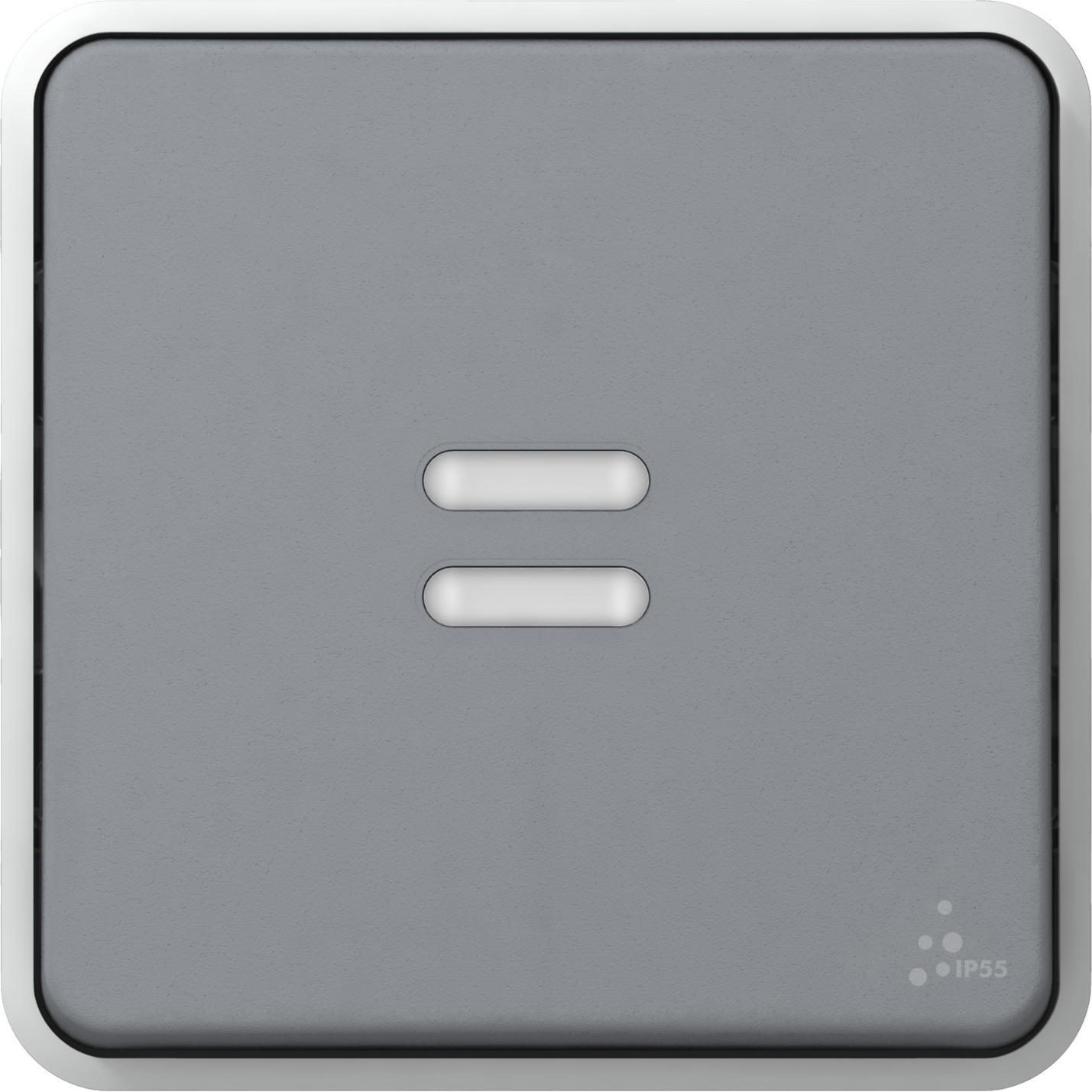 Legrand Plexo55 Modular Wippschalter Aus-/ Wechsel beleuchtet Feuchtraum grau 069513, Taster + Schalter, Grau