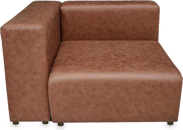 Actual product image En.Casa Sofa Suldal 2-seater with longchair imitation suede light brown (2 person sofa)