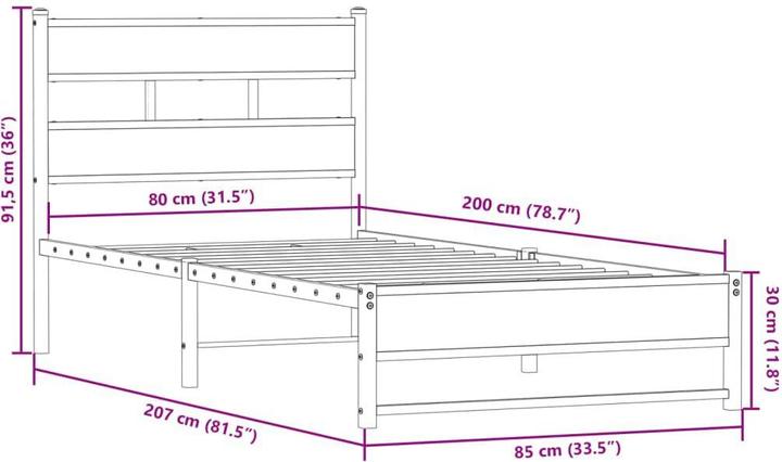 Produktbild vidaXL Bettgestell (80 x 200 cm)