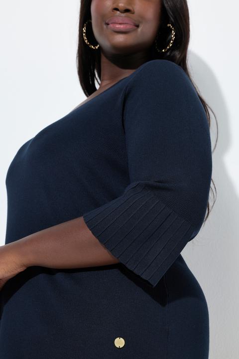 Produktbild Ulla Popken Pullover, Feinrippstrick, V-Ausschnitt, 3/4-Volantärmel (46, 48)