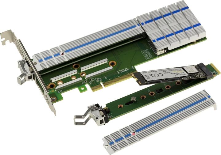 Produktbild Kalea-informatique PCIe 3.0 x8 Controllerkarte für 2 M.2 NVMe SSDs mit Hardware-RAID 0,1, JBOD und Hot-Swap