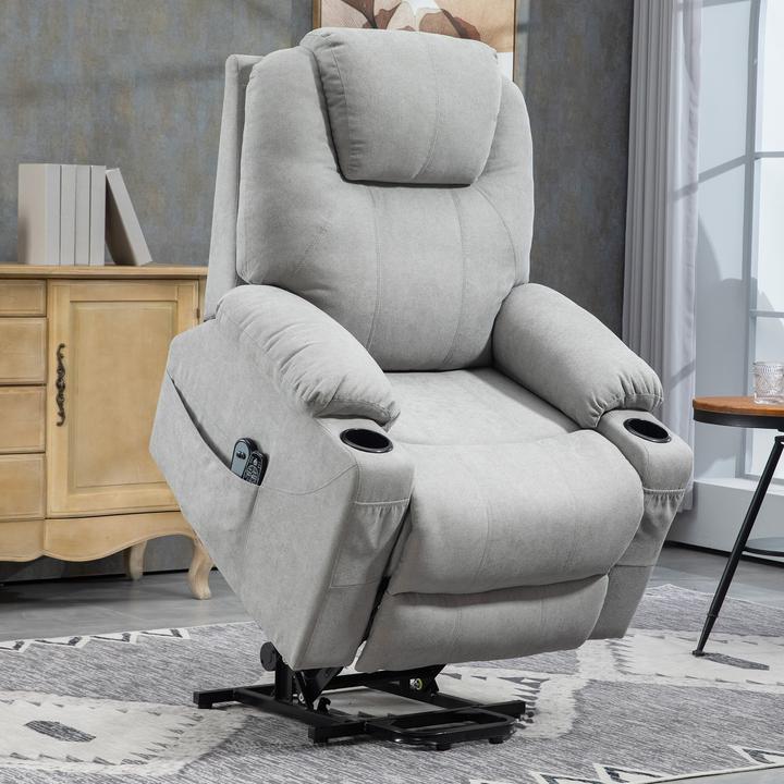 Image du produit Homcom Elektrischer Aufstehsessel Polyester, Metall Hellgrau