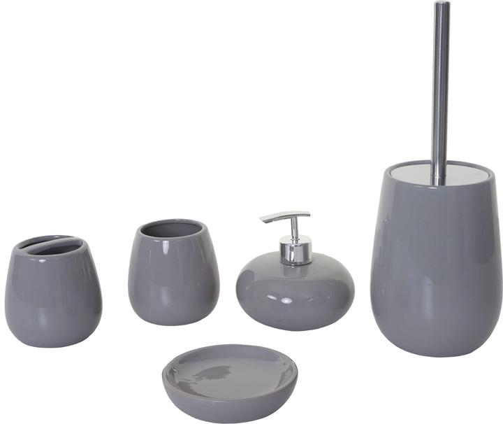 Produktbild Swisshandel24 5-teiliges Badset, WC-Garnitur Badezimmerset Badaccessoires, Keramik - grau