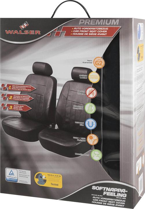 Image du produit Walser Housse de siège auto 2 sièges avant Soft Nappa, Housse de protection auto pour sièges normaux